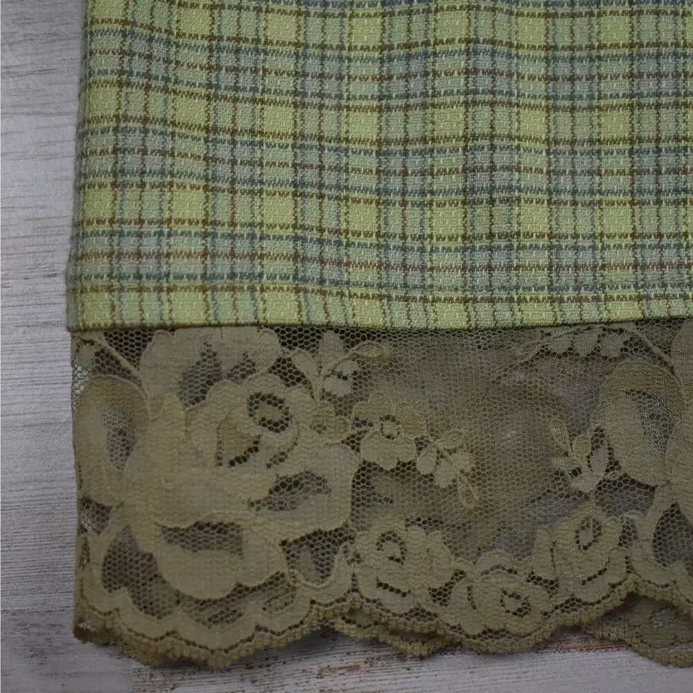 90s Vintage Green Plaid Mini Skirt Women's XS A-line Preppy Coquette Academia